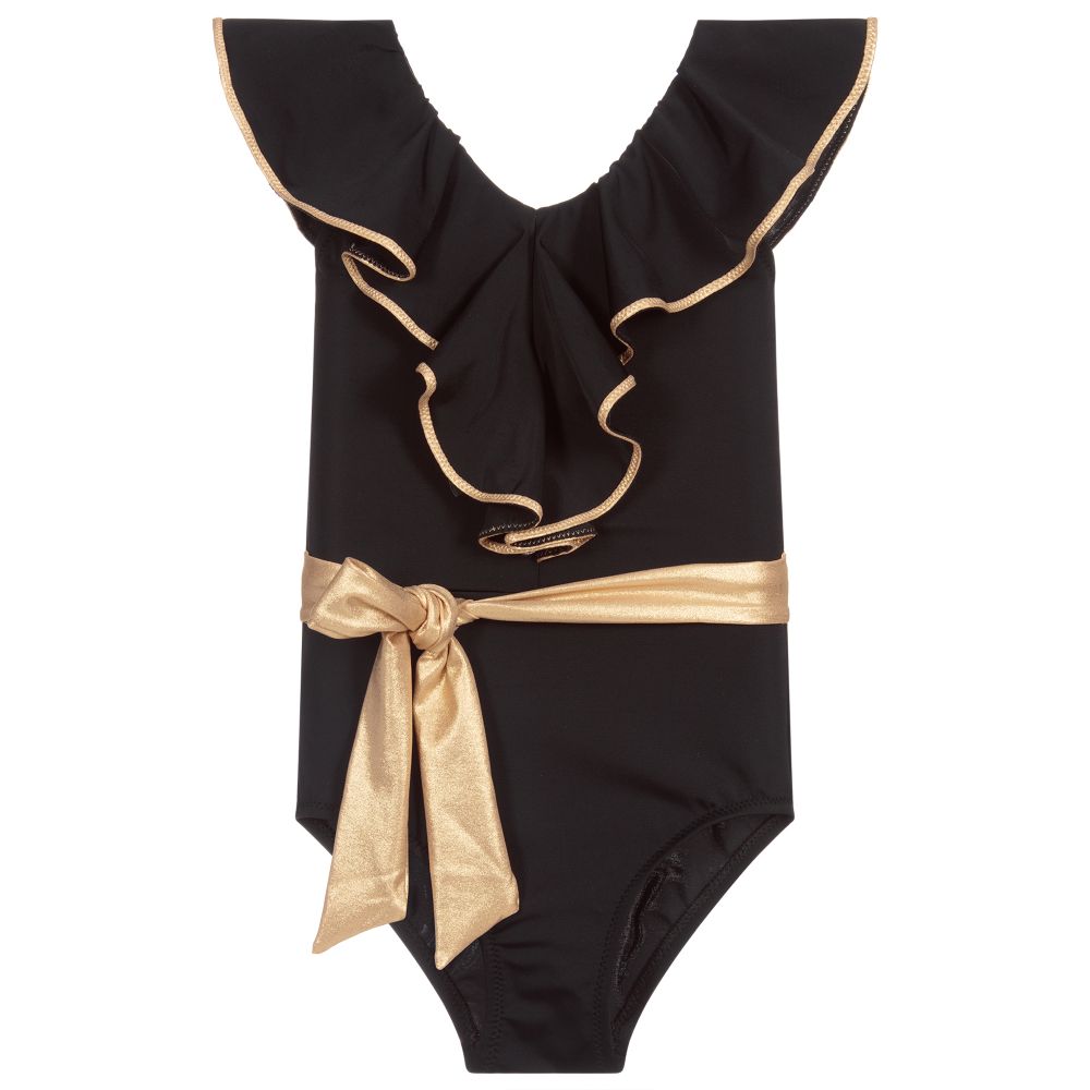 Nessi Byrd - Badeanzug in Schwarz und Gold (UV 50) | Childrensalon