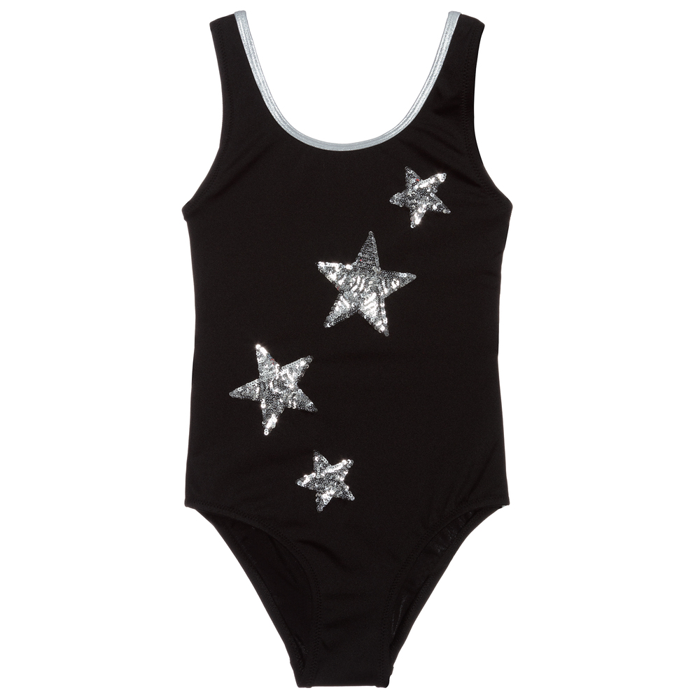 Nessi Byrd - Schwarzer Badeanzug mit silbernen Sternen | Childrensalon