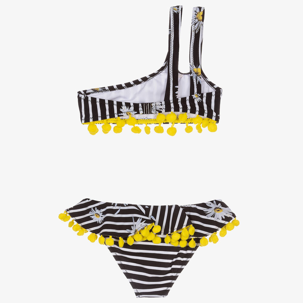 Nessi Byrd-مايو بيكيني مقلم لون أسود وأبيض للبنات (UV50) | Childrensalon Outlet