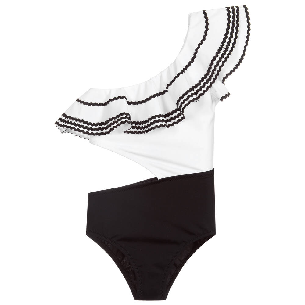 Nessi Byrd - Badeanzug in Schwarz und Weiß (UV 50) | Childrensalon