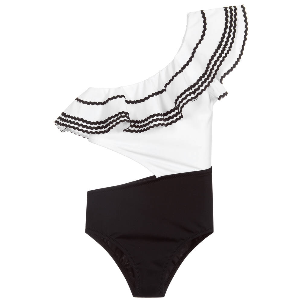 Nessi Byrd - Maillot de bain noir et blanc (UV 50) | Childrensalon