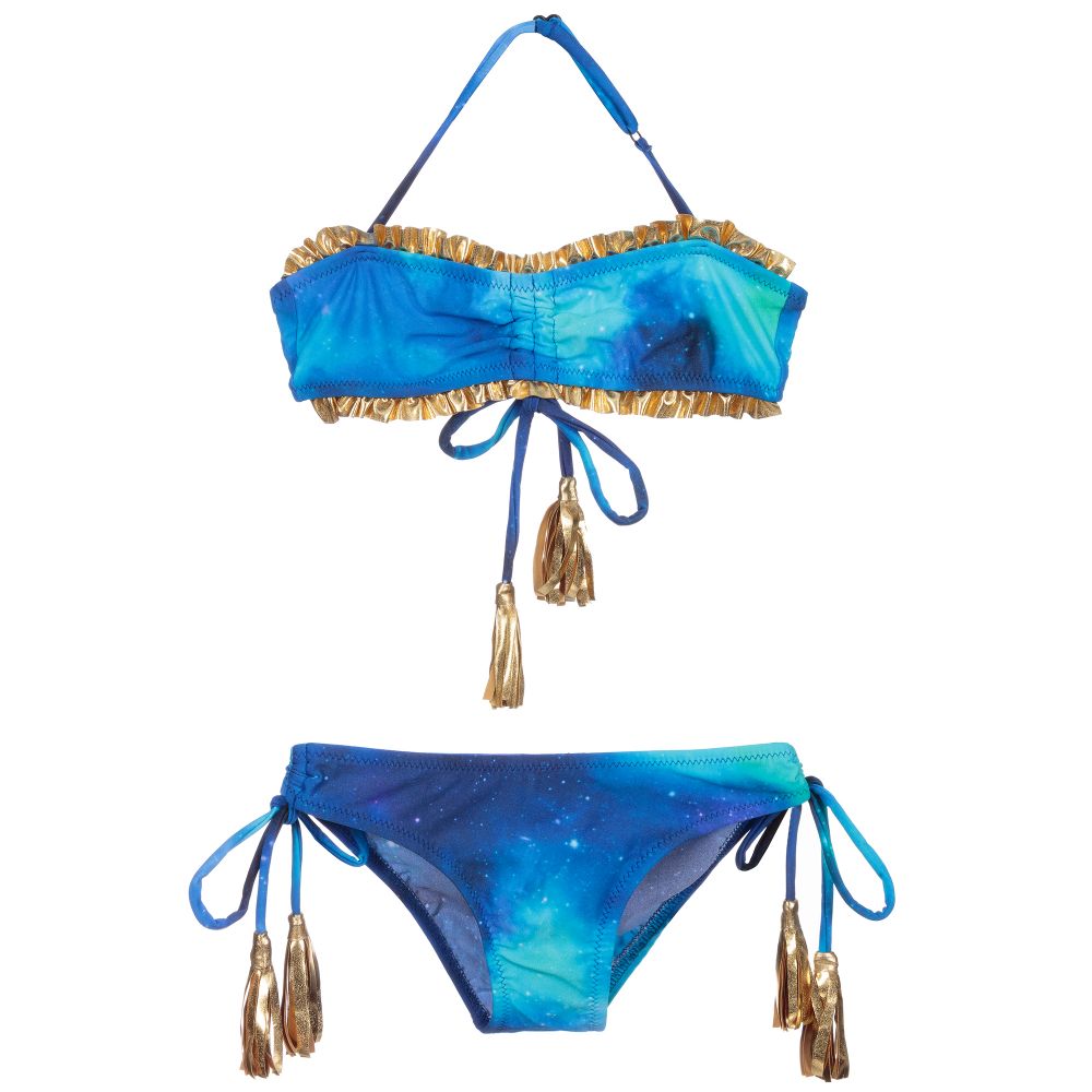 Nessi Byrd - Bikini mit Quasten in Blau und Gold | Childrensalon