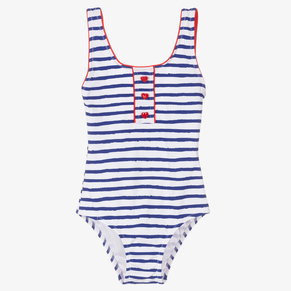 Nessi Byrd - Blue Stripe Swimsuit (UV50) | Childrensalon