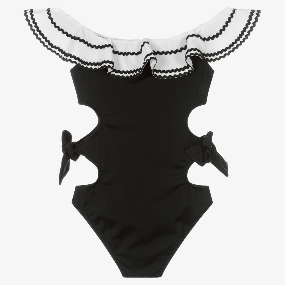 Nessi Byrd-Girls Black Cut-Out Swimsuit (UV50) | Childrensalon Outlet