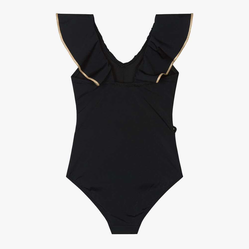 Nessi Byrd-Girls Black Ruffle Swimsuit (UV50) | Childrensalon Outlet