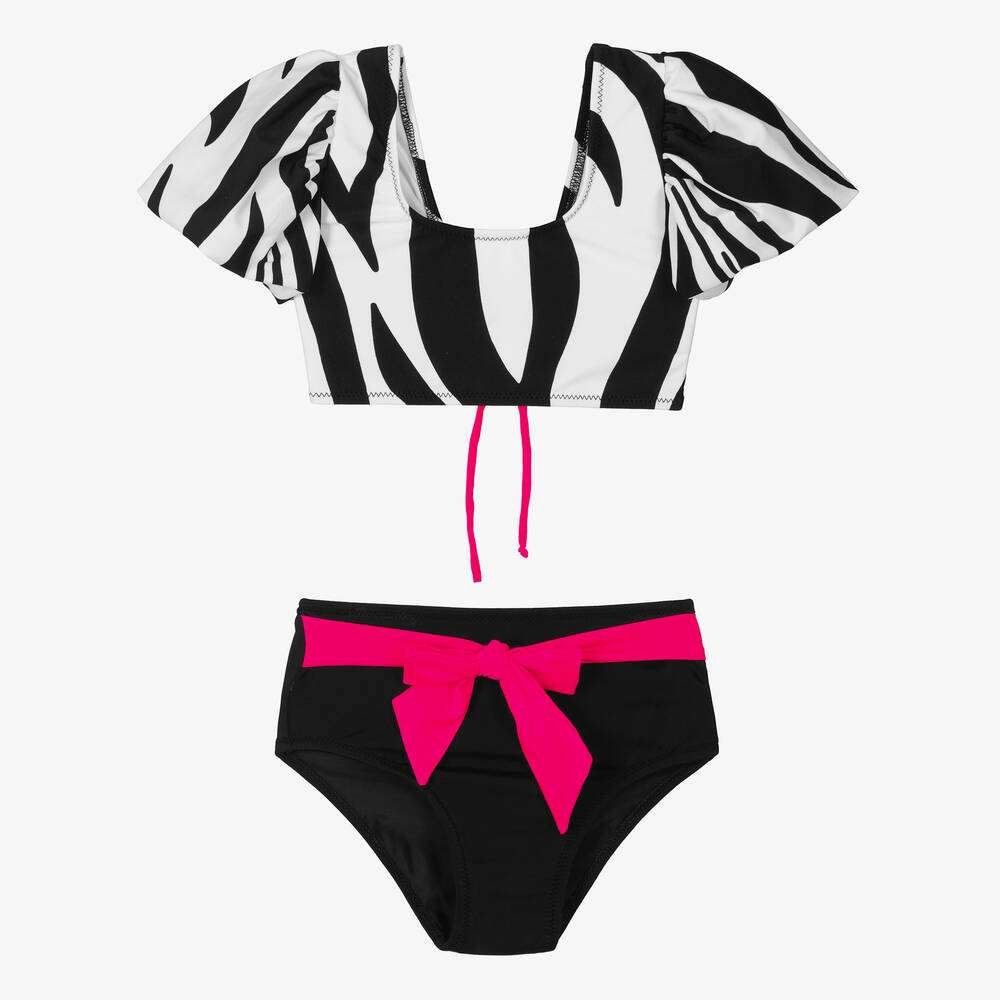 Nessi Byrd - Girls Black & White Bikini (UV50) | Childrensalon