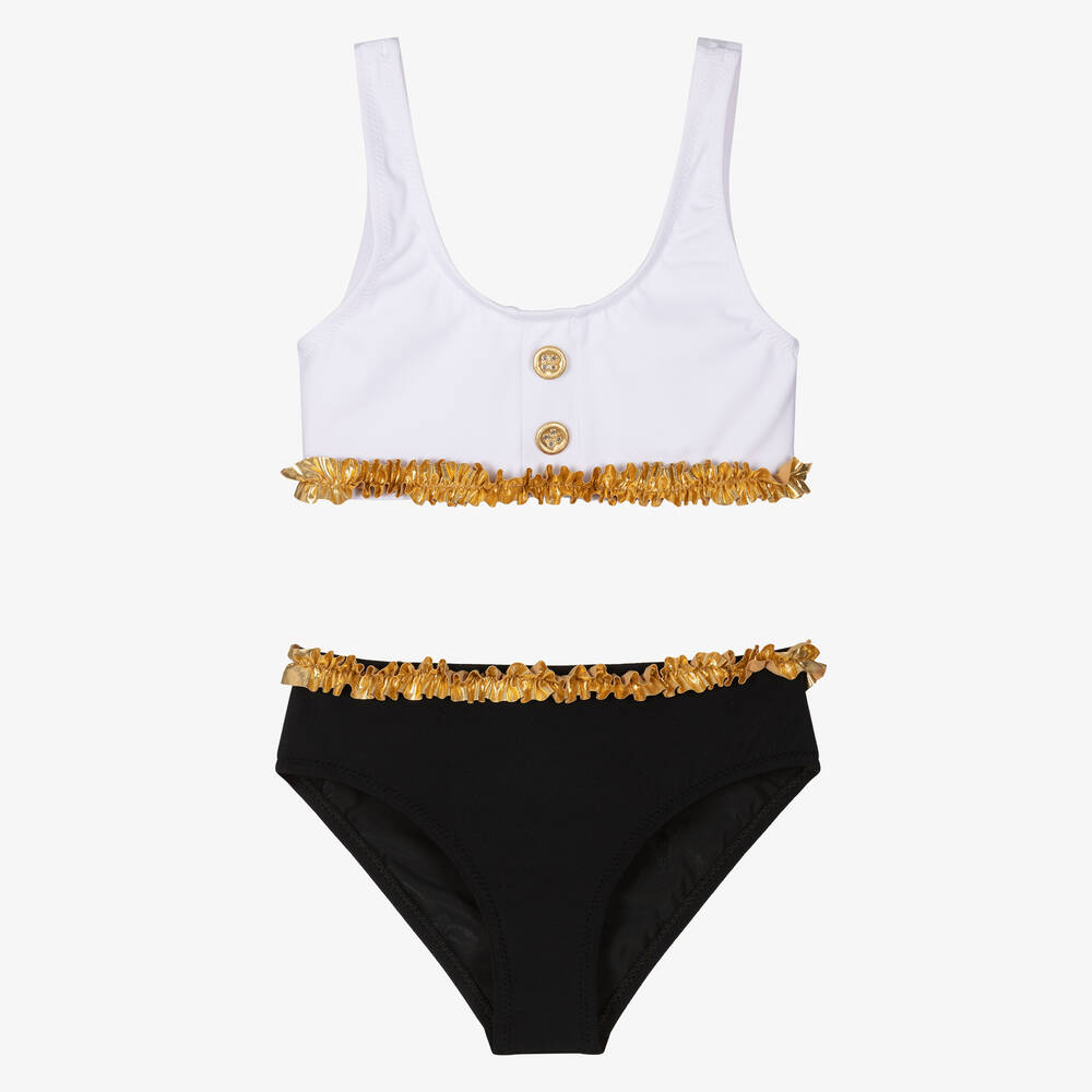 Nessi Byrd-Girls Black & White Bikini (UV50) | Childrensalon Outlet