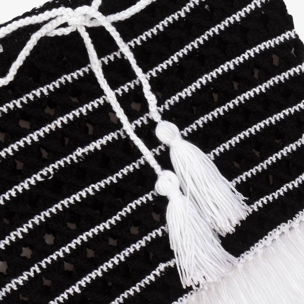 Nessi Byrd-تنورة كروشيه للشاطئ لون أسود وأبيض للبنات | Childrensalon Outlet