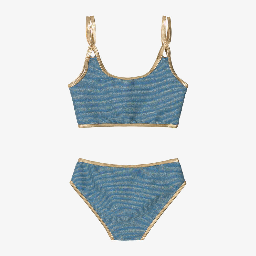 Nessi Byrd-Girls Blue Glitter Bikini (UV50) | Childrensalon Outlet