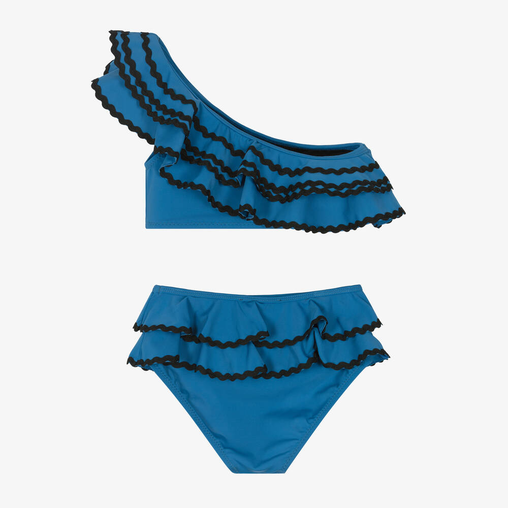 Nessi Byrd-Girls Blue Ruffle Bikini (UV50) | Childrensalon Outlet