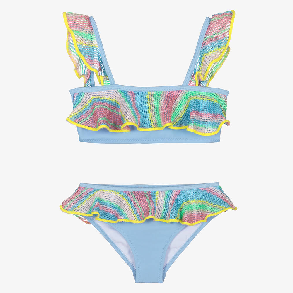 Nessi Byrd-Girls Blue Ruffle Bikini (UV50) | Childrensalon Outlet
