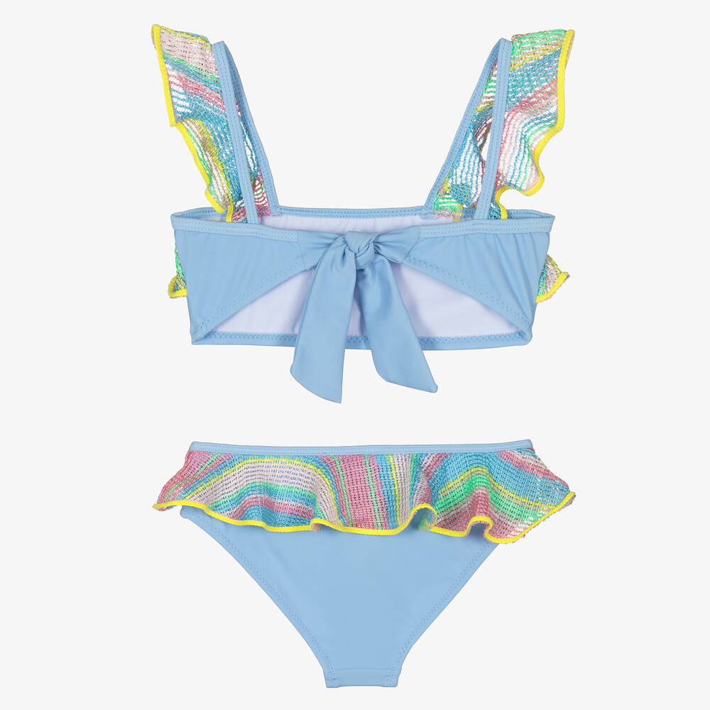 Nessi Byrd-مايوه بكيني مزين كشكش لون أزرق للبنات (UV50) | Childrensalon Outlet