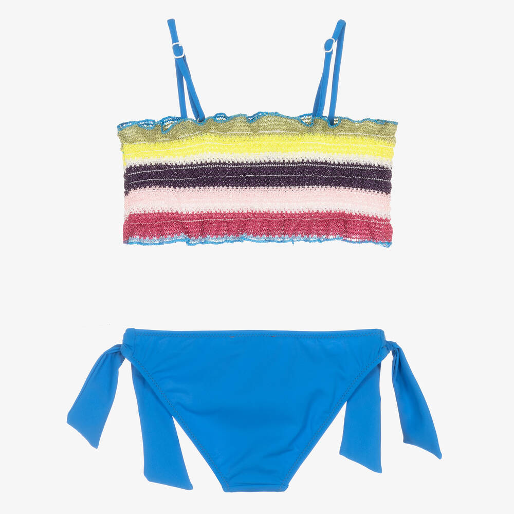 Nessi Byrd-Girls Blue Striped Bikini (UV50) | Childrensalon Outlet
