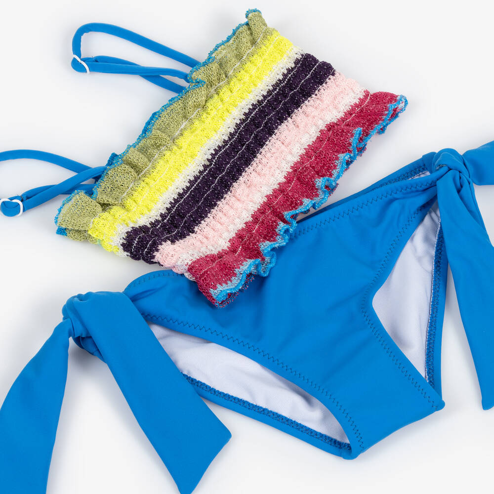 Nessi Byrd-Girls Blue Striped Bikini (UV50) | Childrensalon Outlet