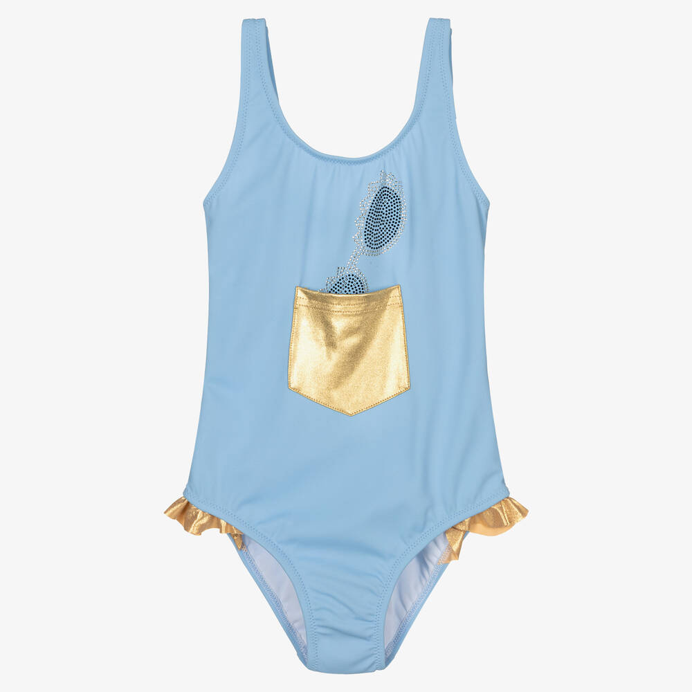Nessi Byrd - Girls Blue Swimsuit (UV50) | Childrensalon