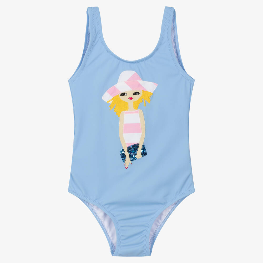 Nessi Byrd - Girls Blue Swimsuit (UV50) | Childrensalon