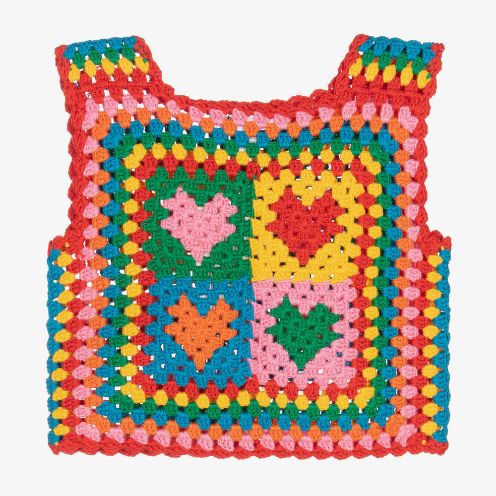 Nessi Byrd - Girls Colourful Crochet Knitted Top | Childrensalon