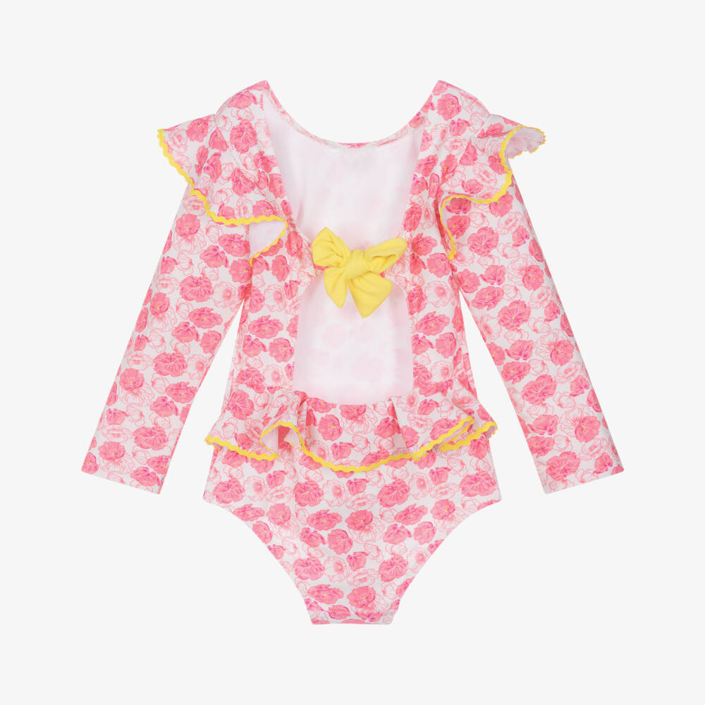 Nessi Byrd-Girls Floral Pink UV-Protective Swimsuit | Childrensalon Outlet
