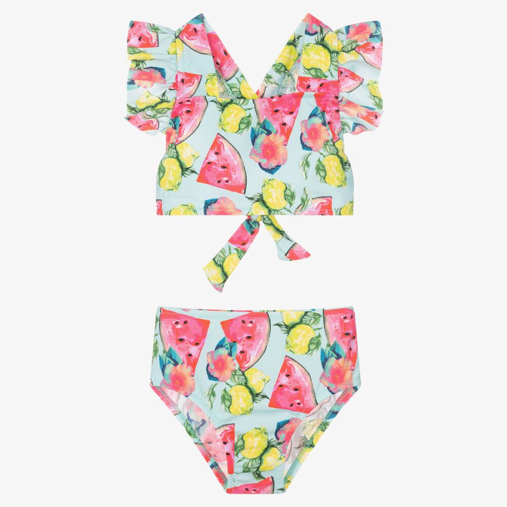 Nessi Byrd - Girls Green Fruit Print Bikini (UV50) | Childrensalon