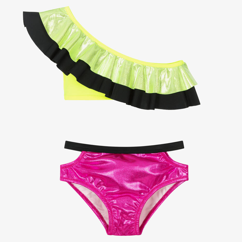 Nessi Byrd - Girls Green & Pink Bikini (UV50) | Childrensalon