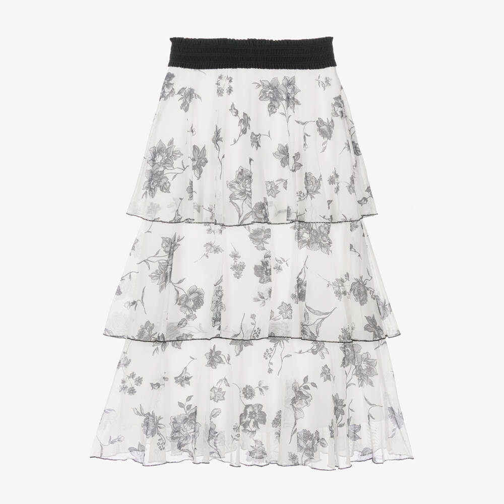 Nessi Byrd-Кремовая юбка из сетки с цветочным узором для девочек | Childrensalon Outlet