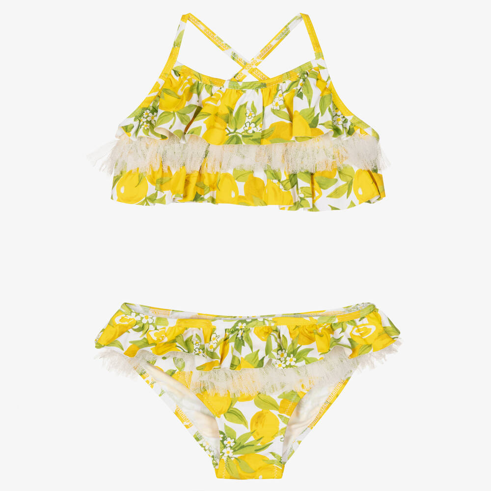 Nessi Byrd - Girls Lemon Ruffle Bikini (UV50) | Childrensalon