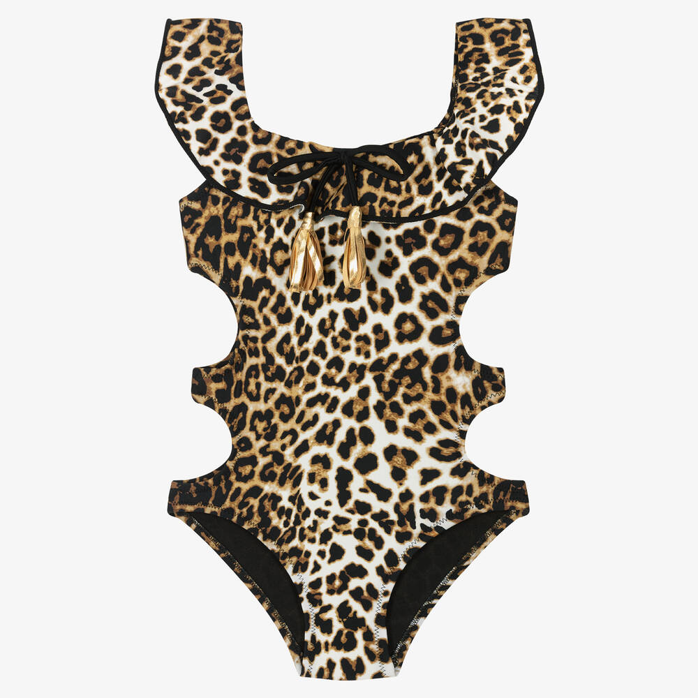 Nessi Byrd - Girls Leopard Swimsuit (UV50) | Childrensalon