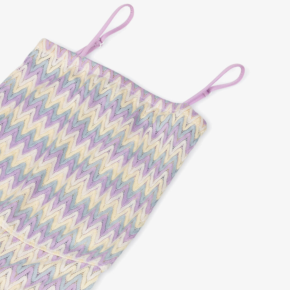 Nessi Byrd-Girls Lilac Purple Zig-Zag Crochet Playsuit | Childrensalon Outlet