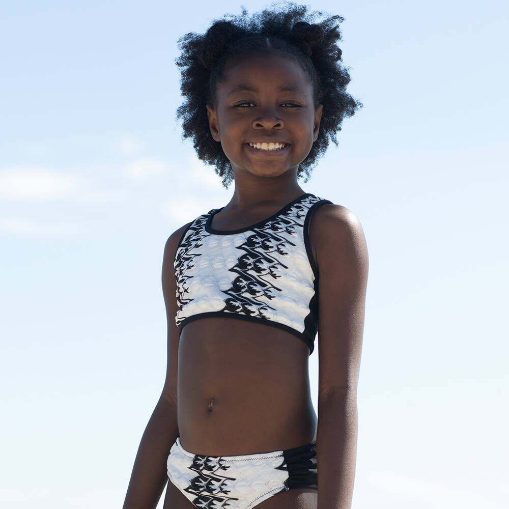 Nessi Byrd-Girls Monochrome Patterned Bikini | Childrensalon Outlet