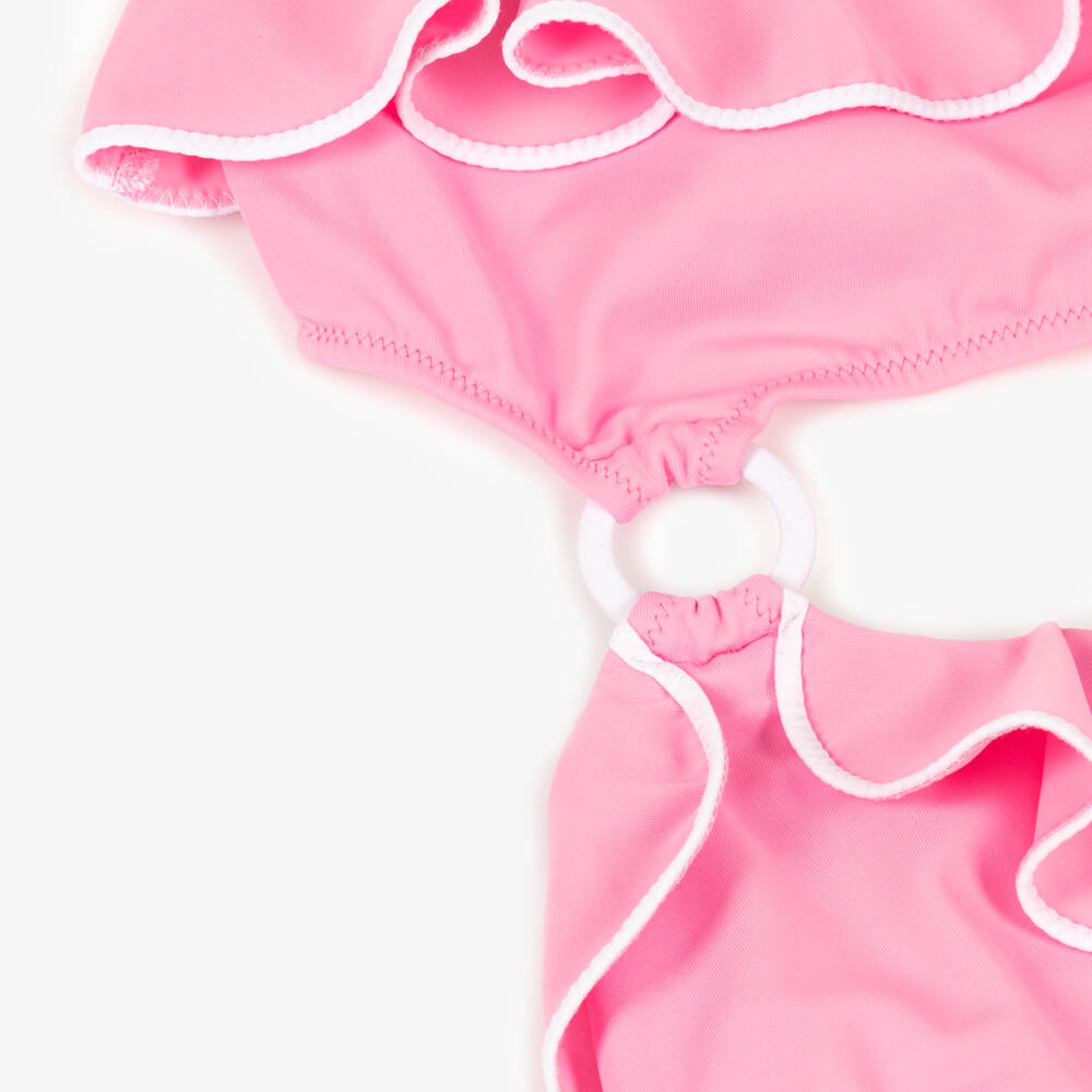 Nessi Byrd-مايوه وردي غير متماثل للبنات مع كشكش | Childrensalon Outlet