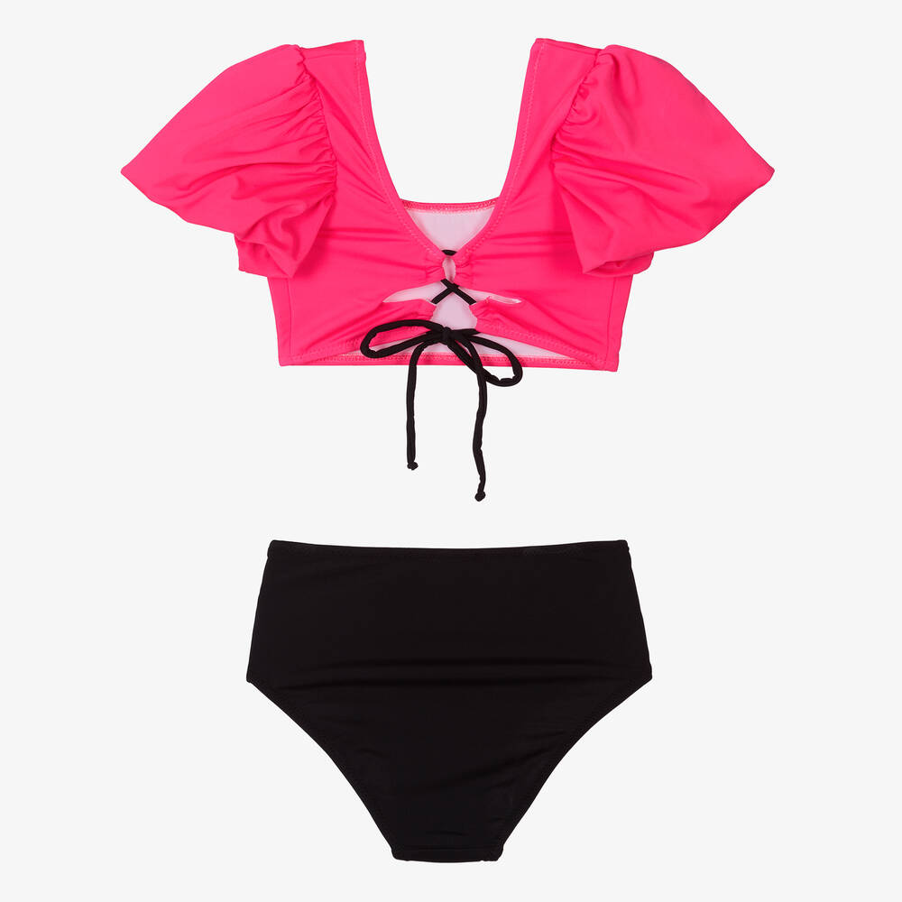 Nessi Byrd-Girls Pink & Black Bikini (UV50) | Childrensalon Outlet