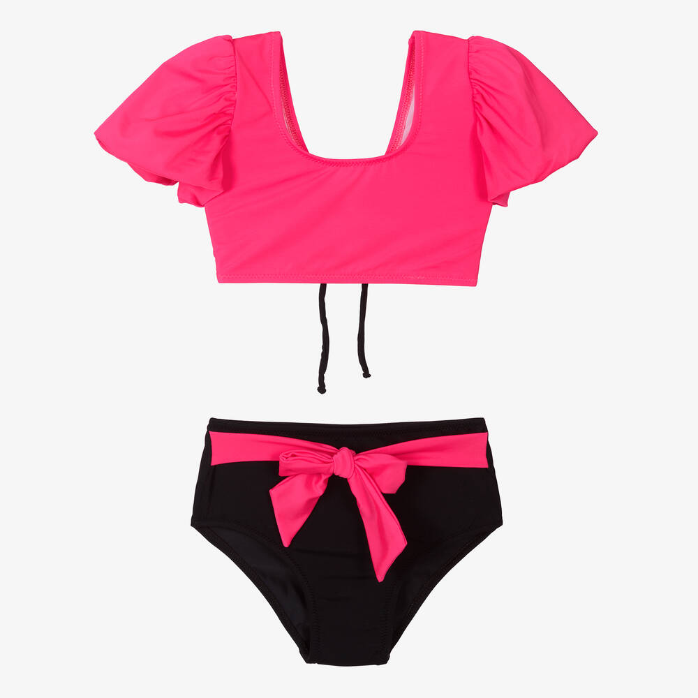 Nessi Byrd - Girls Pink & Black Bikini (UV50) | Childrensalon
