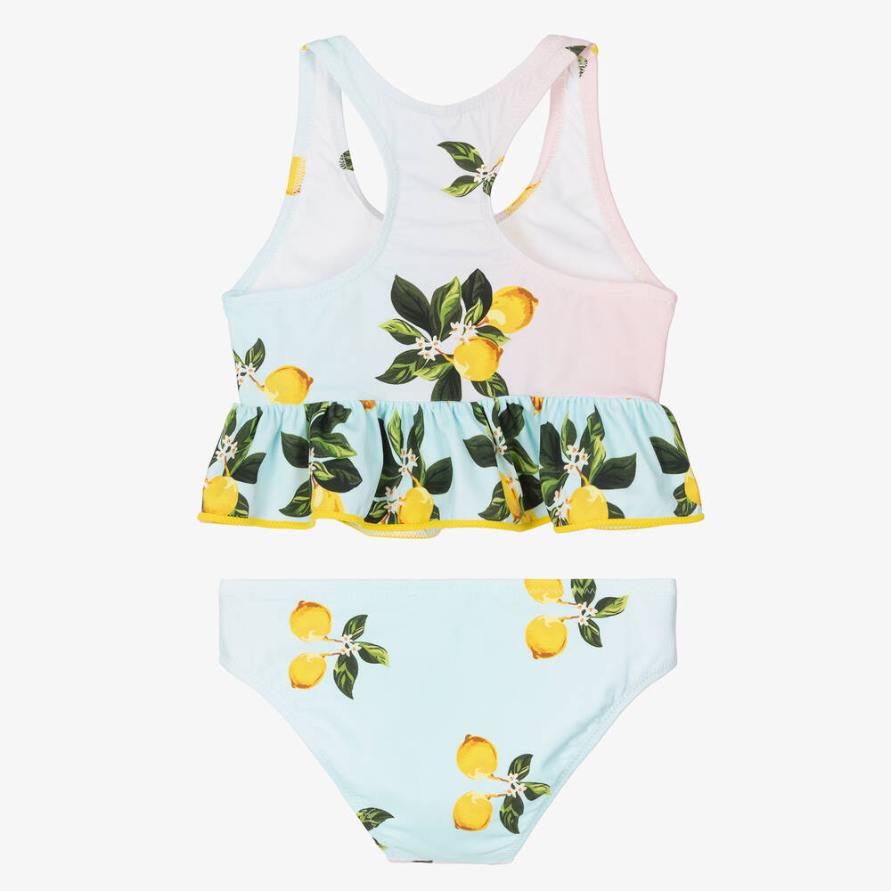 Baby Lemon Print lensatic Swimsuit Blue