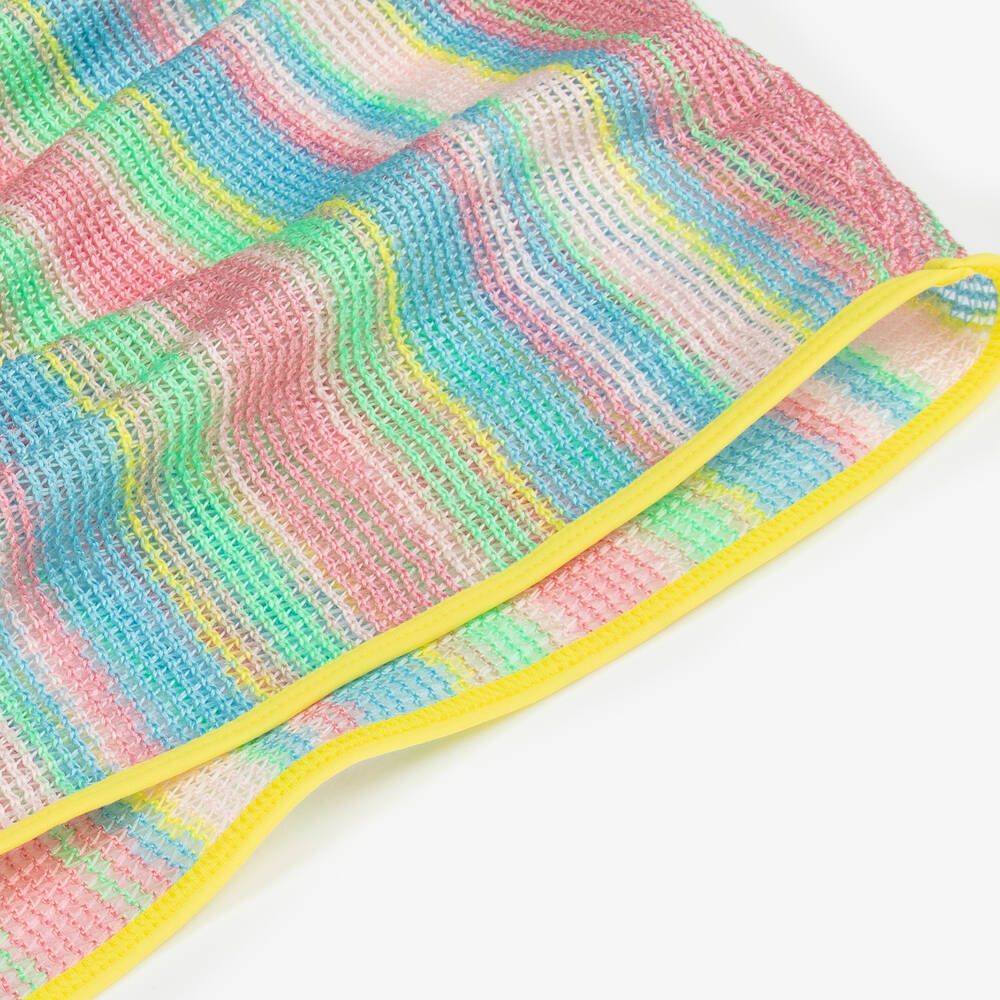 Nessi Byrd-Girls Pink & Blue Stripe Crochet Beach Kaftan | Childrensalon Outlet