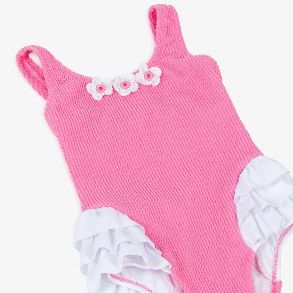 Nessi Byrd-مايوه لون زهري بكشكش (UV50) | Childrensalon Outlet