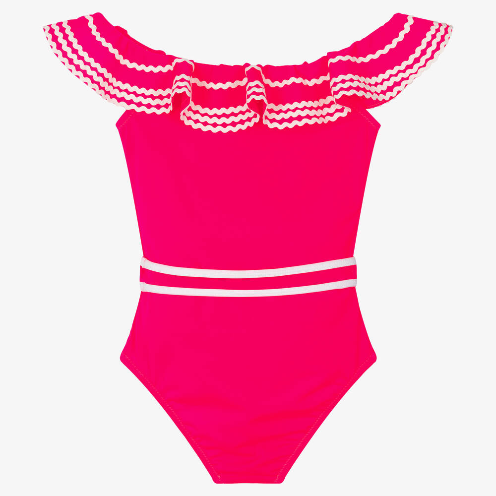Red off shoulder swimsuit sales