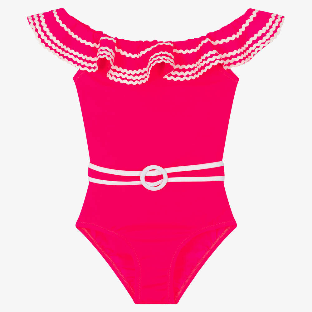 Nessi Byrd - Розовый купальник с открытыми плечами (UV50) | Childrensalon