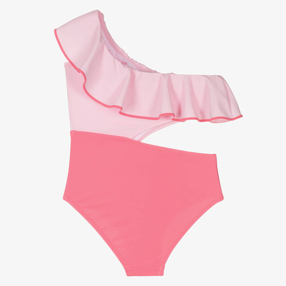 Nessi Byrd-Girls Pink One-Shoulder Swimsuit (UV50) | Childrensalon Outlet