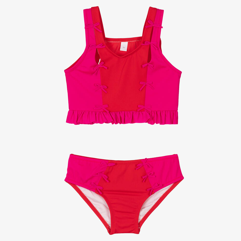 Nessi Byrd - Girls Pink & Red Bikini (UV50) | Childrensalon
