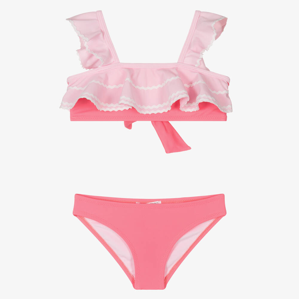 Nessi Byrd-Girls Pink Ruffles Bikini (UV50) | Childrensalon Outlet