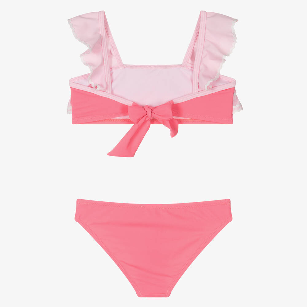 Nessi Byrd-مايوه بكيني مزين بكشكش لون زهري للبنات (UV50) | Childrensalon Outlet