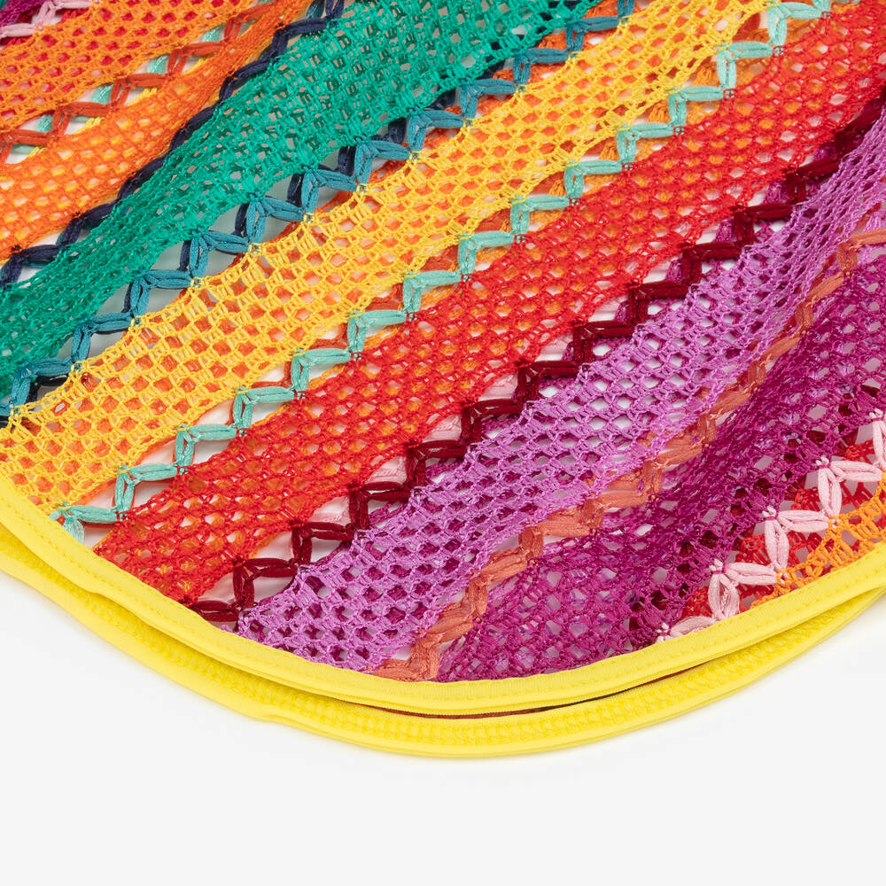 Nessi Byrd-Girls Pink Striped Crochet Beach Kaftan | Childrensalon Outlet