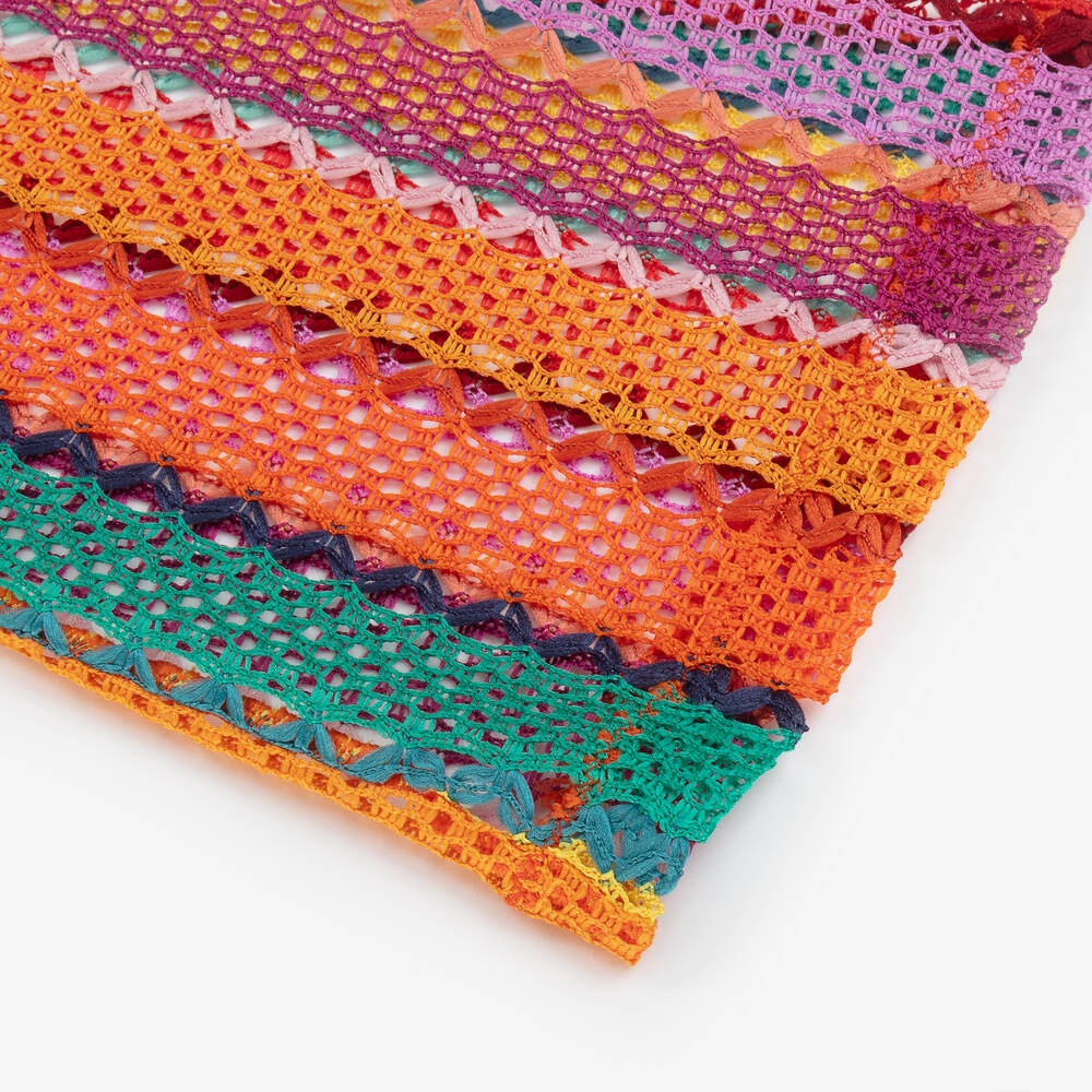 Nessi Byrd-Girls Pink Striped Crochet Beach Trousers | Childrensalon Outlet