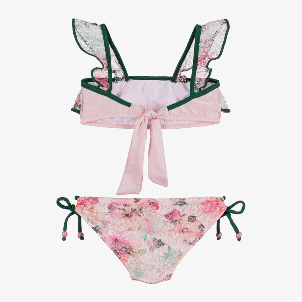 Nessi Byrd-Girls Pink Watercolour Lace Bikini | Childrensalon Outlet