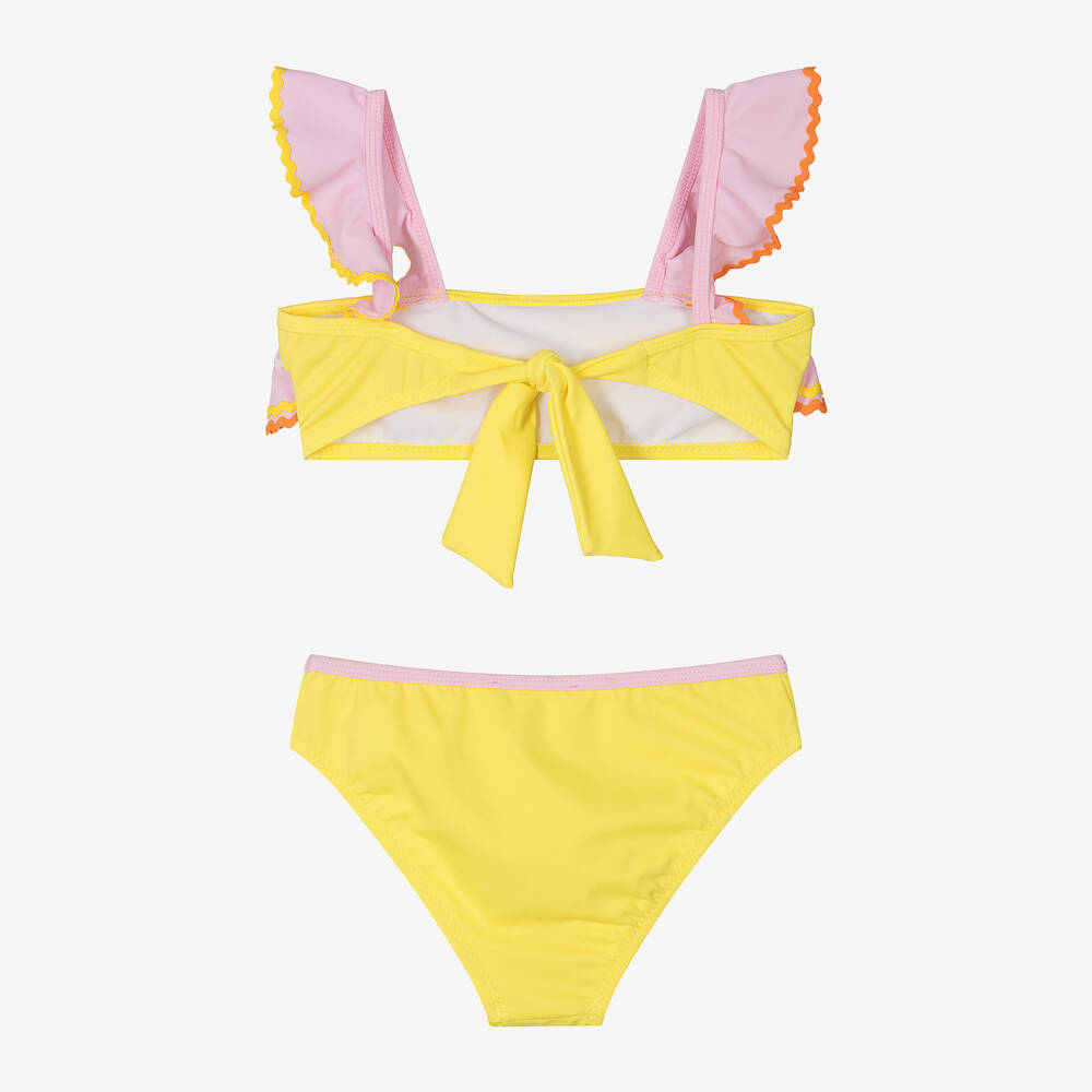 Nessi Byrd-Girls Pink & Yellow Ric Rac Bikini (UV50) | Childrensalon Outlet