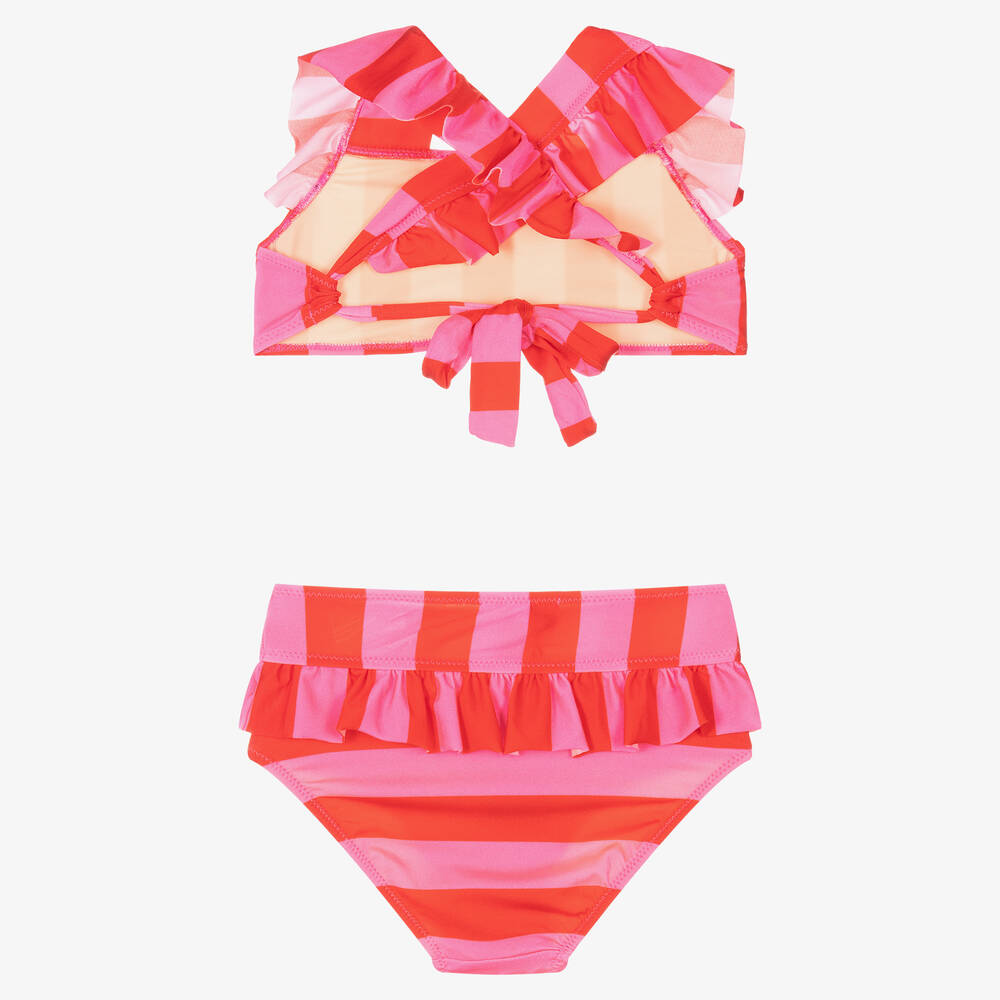 Nessi Byrd-Girls Red & Pink Ruffle Bikini (UV50) | Childrensalon Outlet