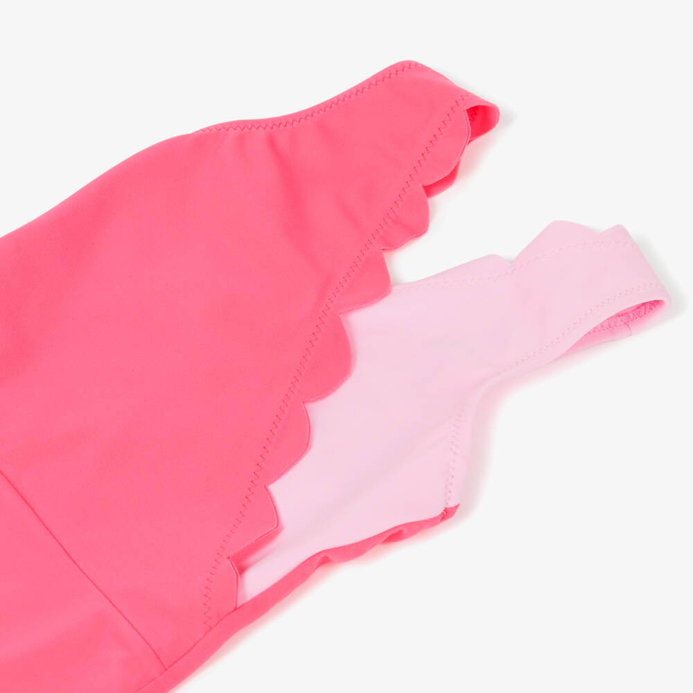 Nessi Byrd-Girls Two-Tone Pink Scalloped Swimsuit (UV50) | Childrensalon Outlet