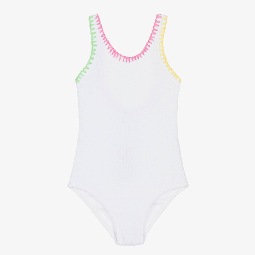 Nessi Byrd-Girls UV50 Stretchy White Swimwear | Childrensalon Outlet