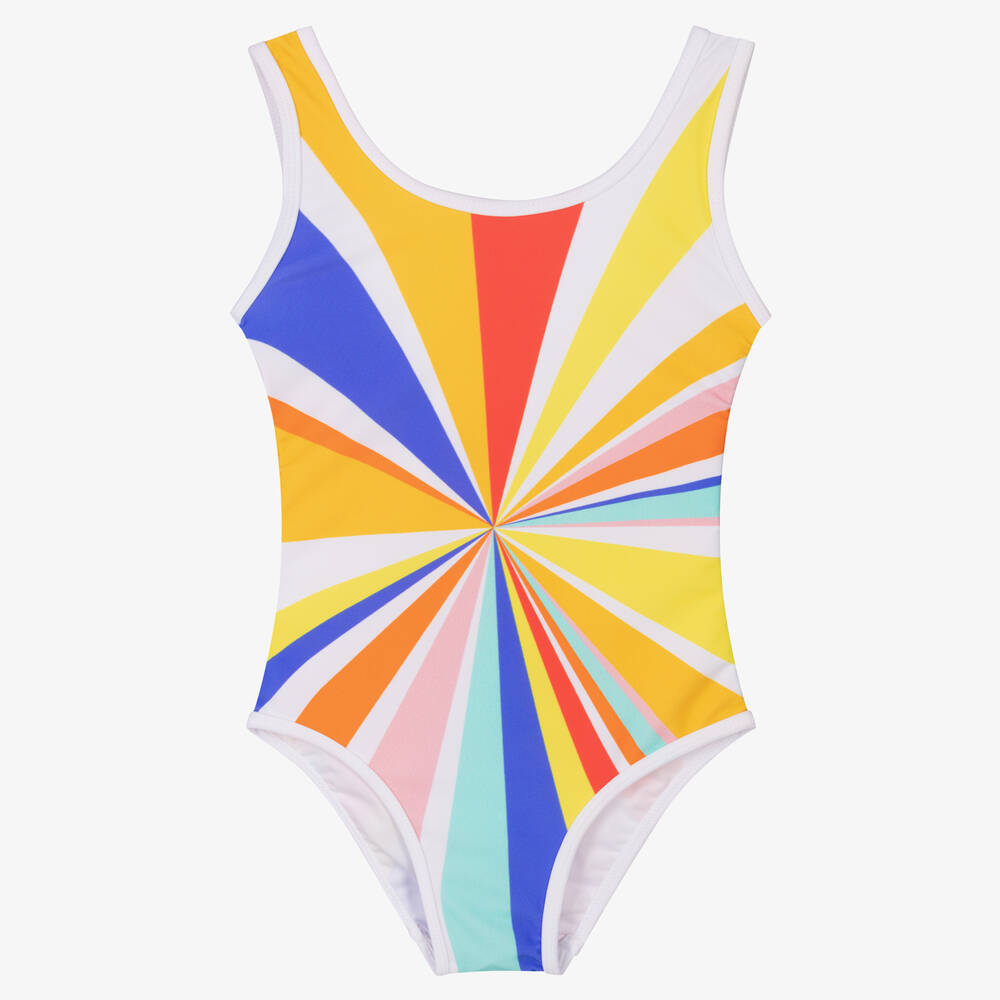 Nessi Byrd - Girls White Abstract Print Swimsuit | Childrensalon
