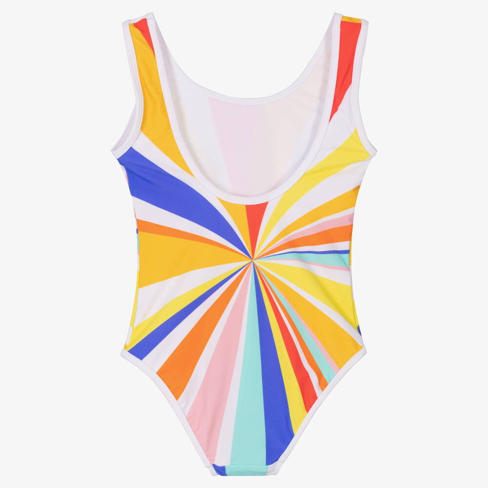 Nessi Byrd-Girls White Abstract Print Swimsuit | Childrensalon Outlet